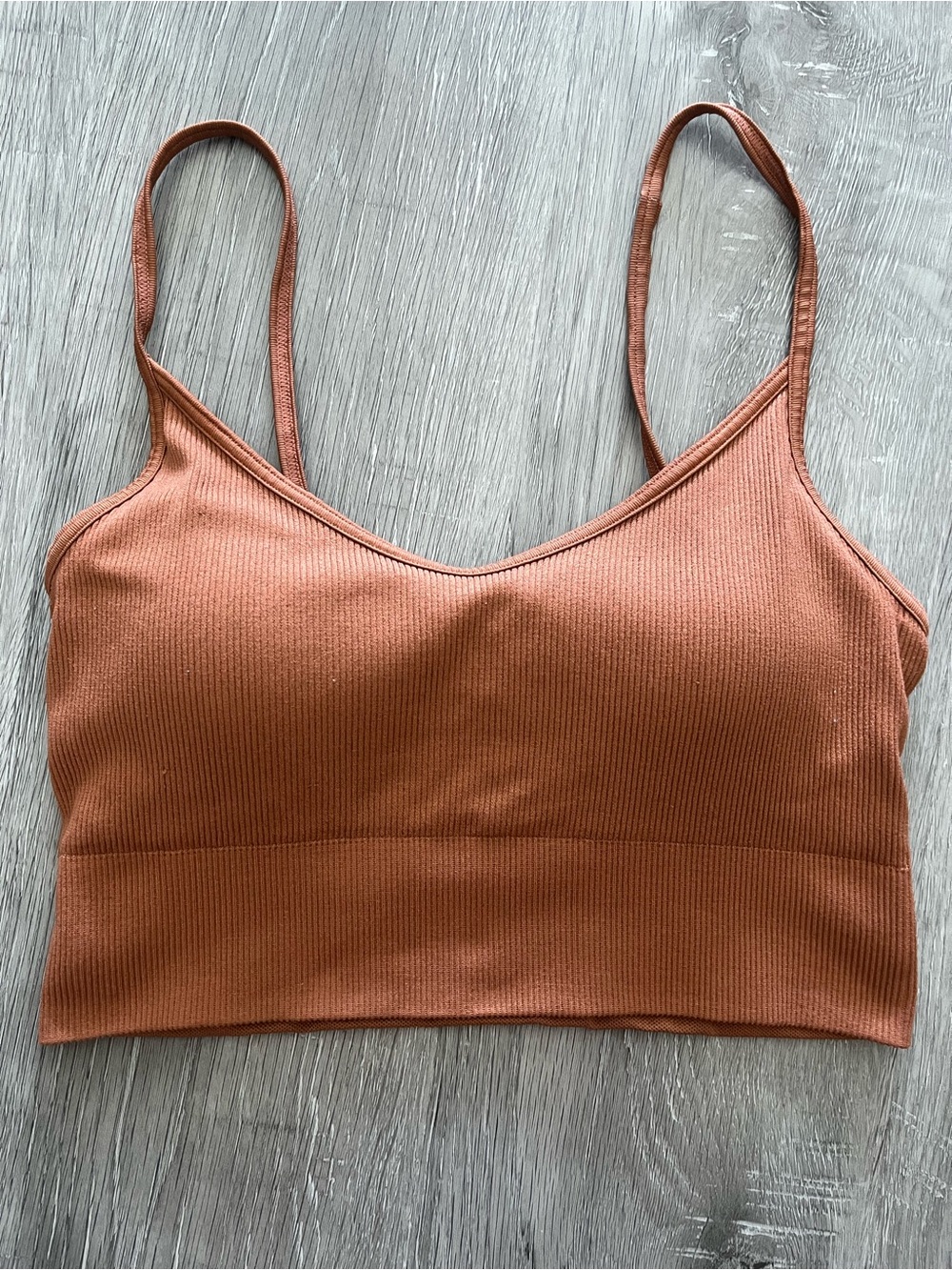 Uniqlo Ribbed Bralette Tank in Burnt Orange